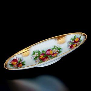 Royal Crown Porcelain Oval Dish Hand-Painted Apple Blossom Collectors Retro Dish